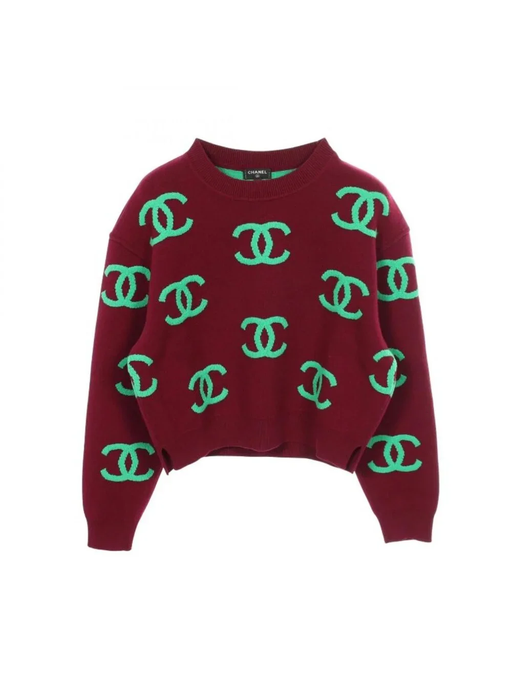 Chanel Knit CC Logo Crew Neck Cashmere Sweater